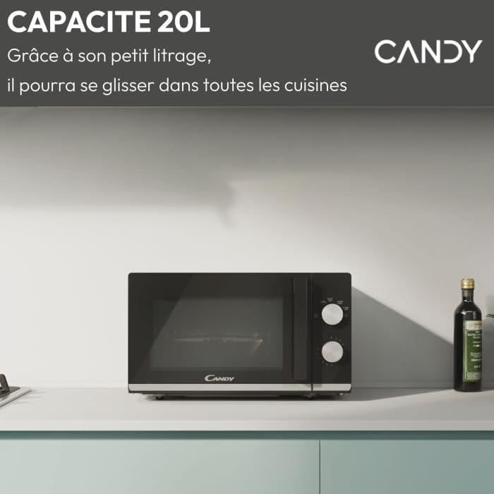 Candy Moderna CMW20TNMB Mikrowelle, 700W, 20 Liter, Auftau-Programm, Gar-Ende-Signal, Kindersicherun