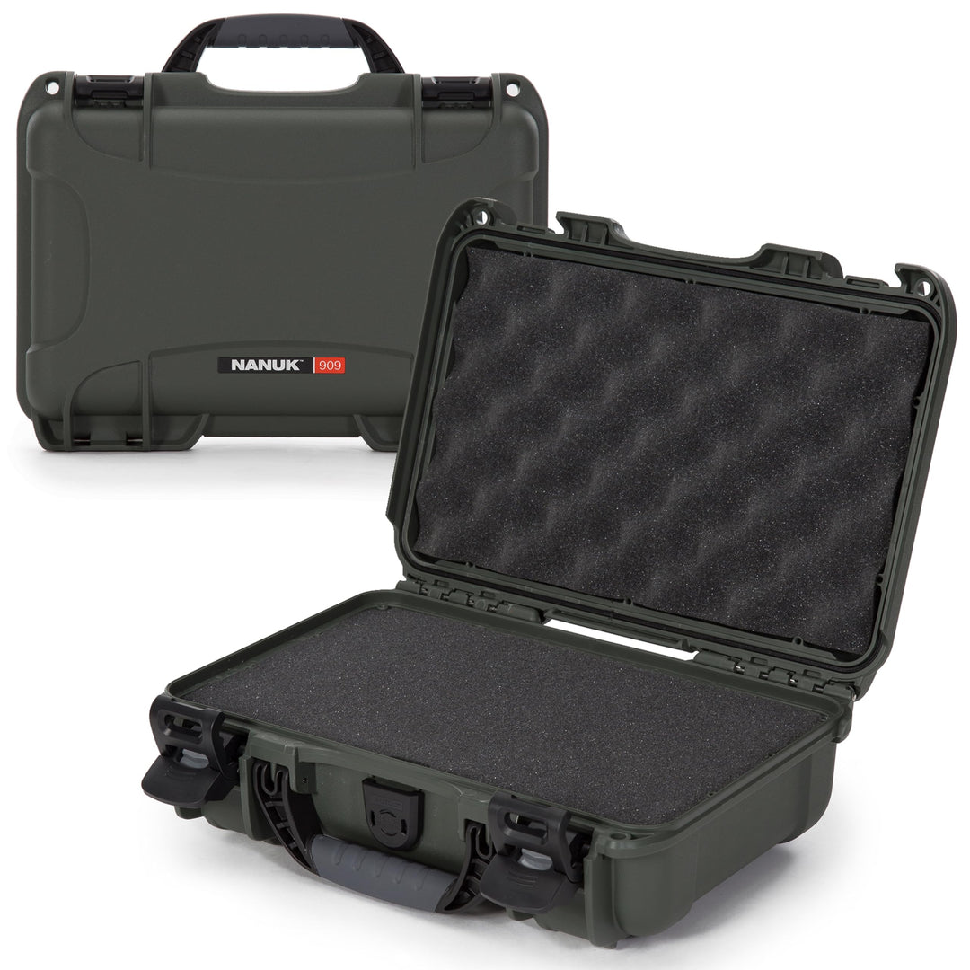 Nanuk 909 Wasserdichter Hartschalenkoffer Mit Plüschschaumeinlage - Olive Olive Cubed Foam, Olive Cu