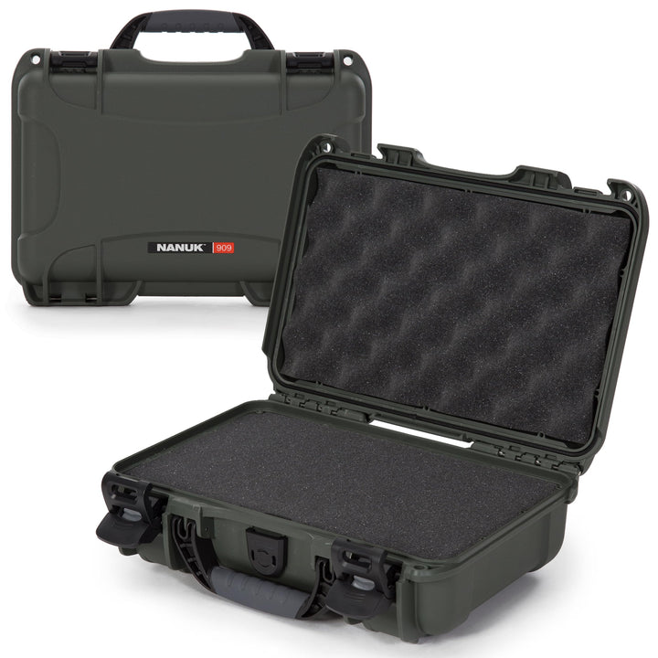Nanuk 909 Wasserdichter Hartschalenkoffer Mit Plüschschaumeinlage - Olive Olive Cubed Foam, Olive Cu