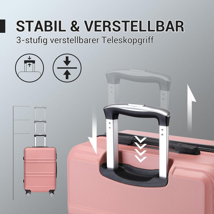 KONO Kofferset 3 Teilig Hartschalenkoffer von ABS Trolley Handgepäck Koffer Gepäck-Sets M-L-XL Reise