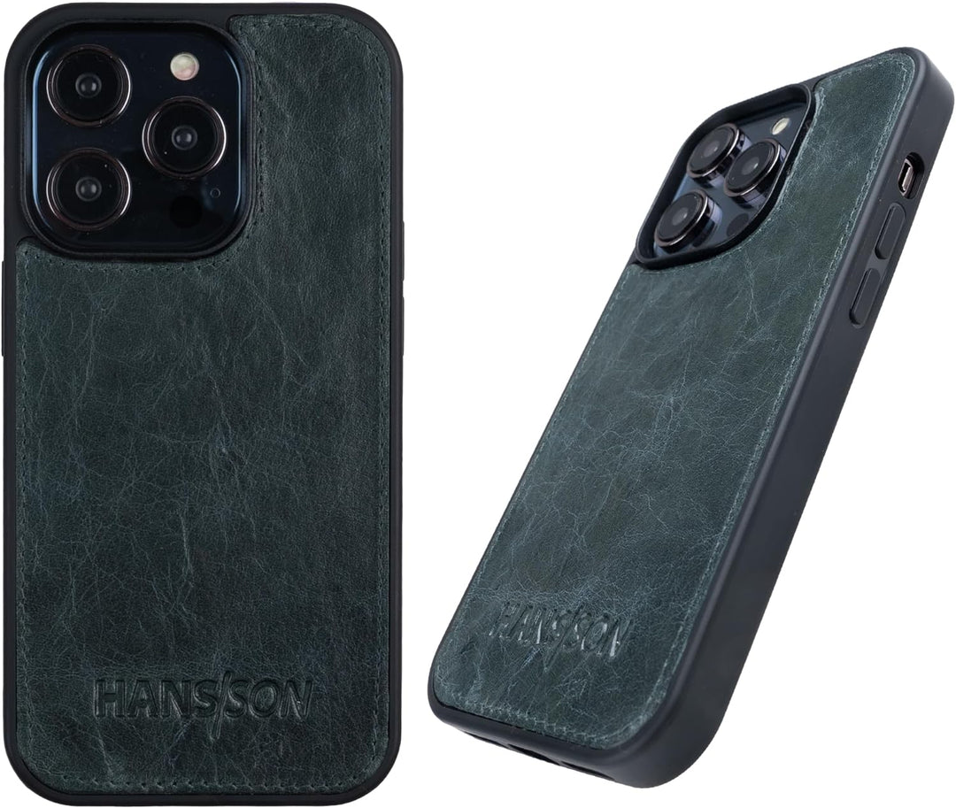 HANS/SON Hülle aus Echtleder | iPhone 12 Pro Max Ledercase | Stossfest kompatibel | Dünn | MagSafe |