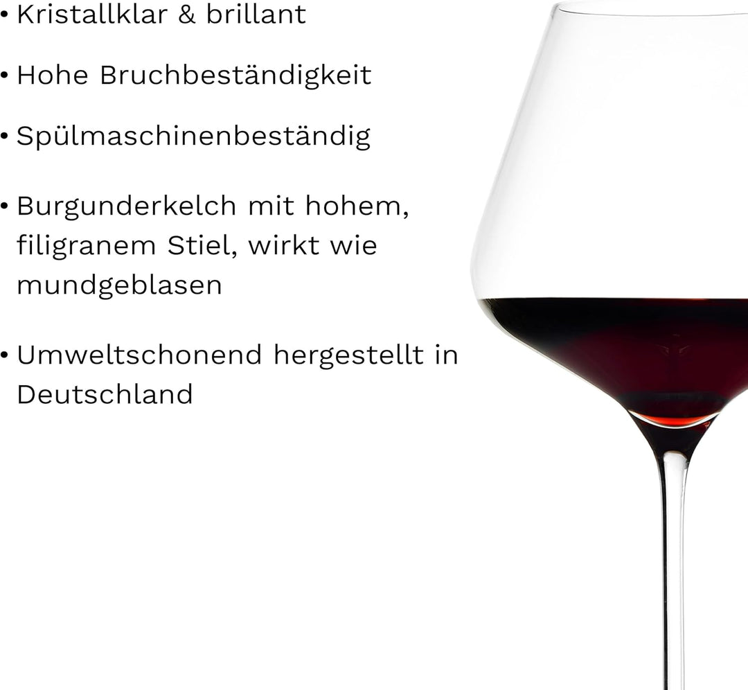 Stölzle Lausitz Burgunder Rotweingläser Quatrophil 708ml I Rotweingläser 6er Set I edles Kristallgla