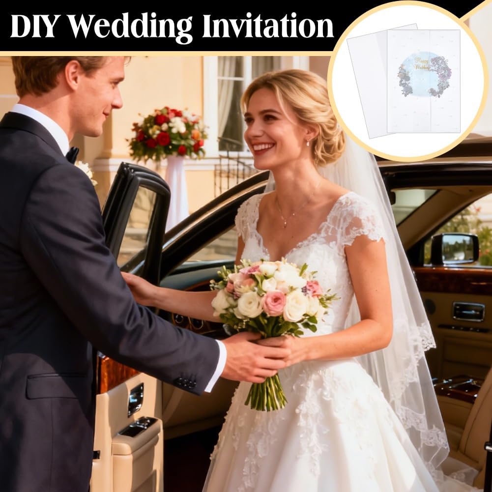 FINGERINSPIRE 100 Set Hochzeitseinladungshüllen Mit Vorgefalteten Pergamenthüllen Selbstklebenden Pe