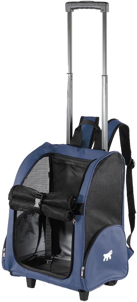 Transportbox für Kleine Hunde und Katzen Trolley mit Rollen, Rucksack für Kleine Hunde Katzen, Teles