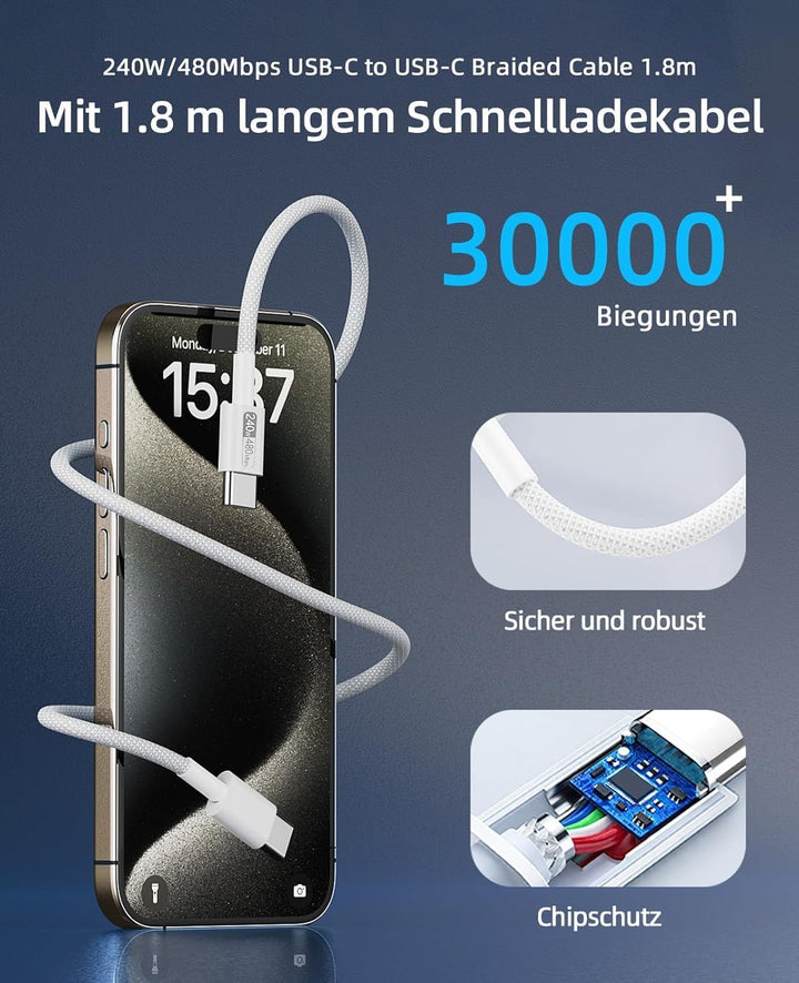 USB C Ladegerät 65W 3-Port,USB-C Netzteil Charger PPS 60W Schnellladegerät PD Ladestecker, kompatibe