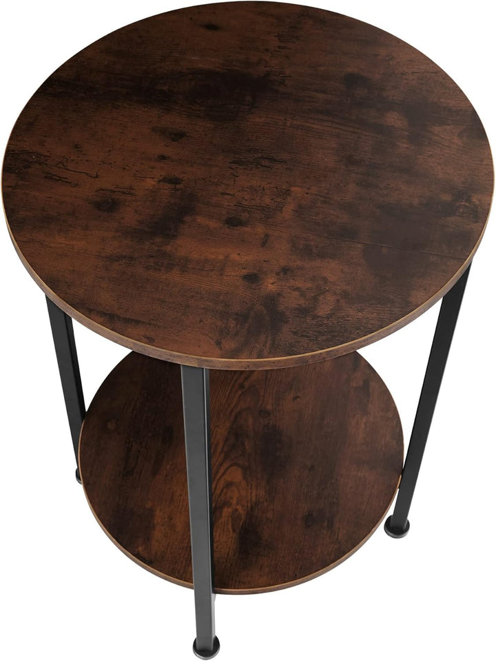 tectake Beistelltisch rund aus Holz und Metall, Industrie-Design, Couchtisch mit 2 Ablagen, für Wohn