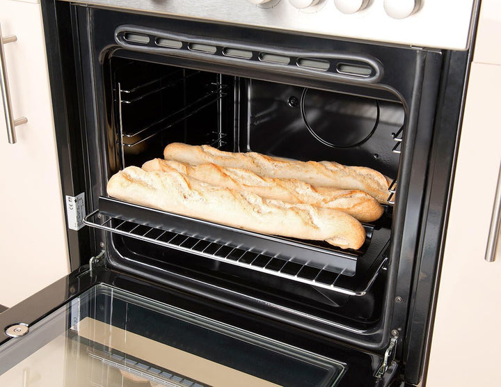 Rosenstein & Söhne Backofenblech: 2er-Set Baguette-Backbleche aus Carbonstahl, Anti-Haft-beschichtet
