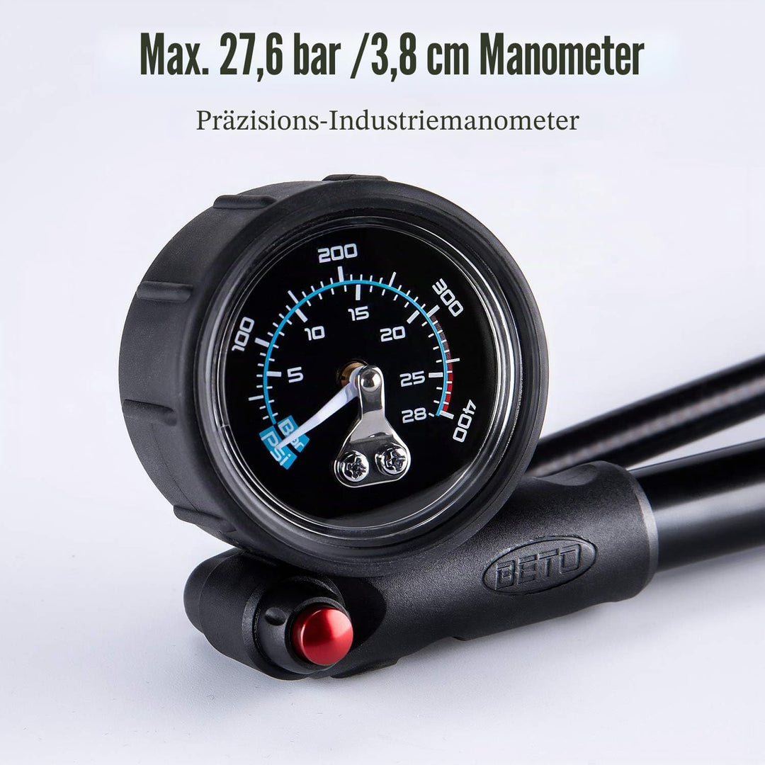 Beto Hochdruck-Stosspumpe – (400 PSI max) MTB Bike Shock Pump für Gabel & Hinterradaufhängung mit No