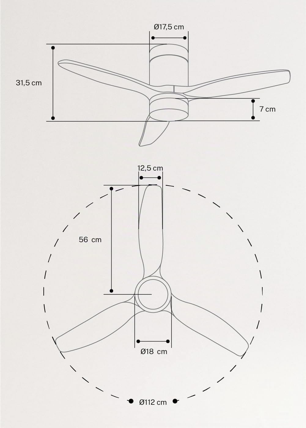 CREATE / WINDCALM S/Deckenventilator ABS mit Beleuchtung Weiss mit WLAN und Fernbedienung / 40W, lei