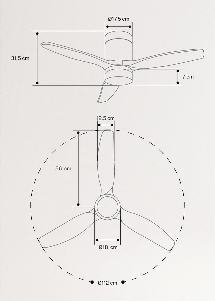 CREATE / WINDCALM S/Deckenventilator ABS mit Beleuchtung Weiss mit WLAN und Fernbedienung / 40W, lei