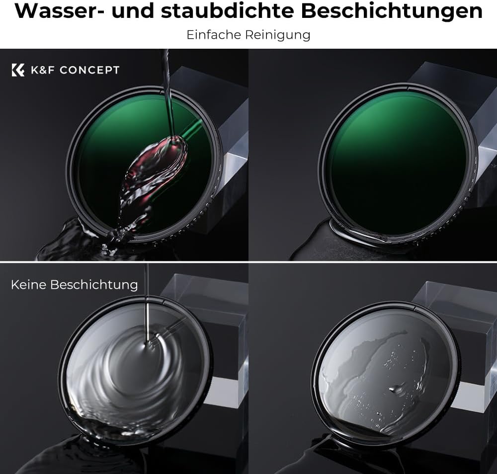 K&F CONCEPT 52mm ND Filter ND8-2000 Variabler Graufilter (3-11 Blendenstufen) （Nano-Dazzle）, 52mm