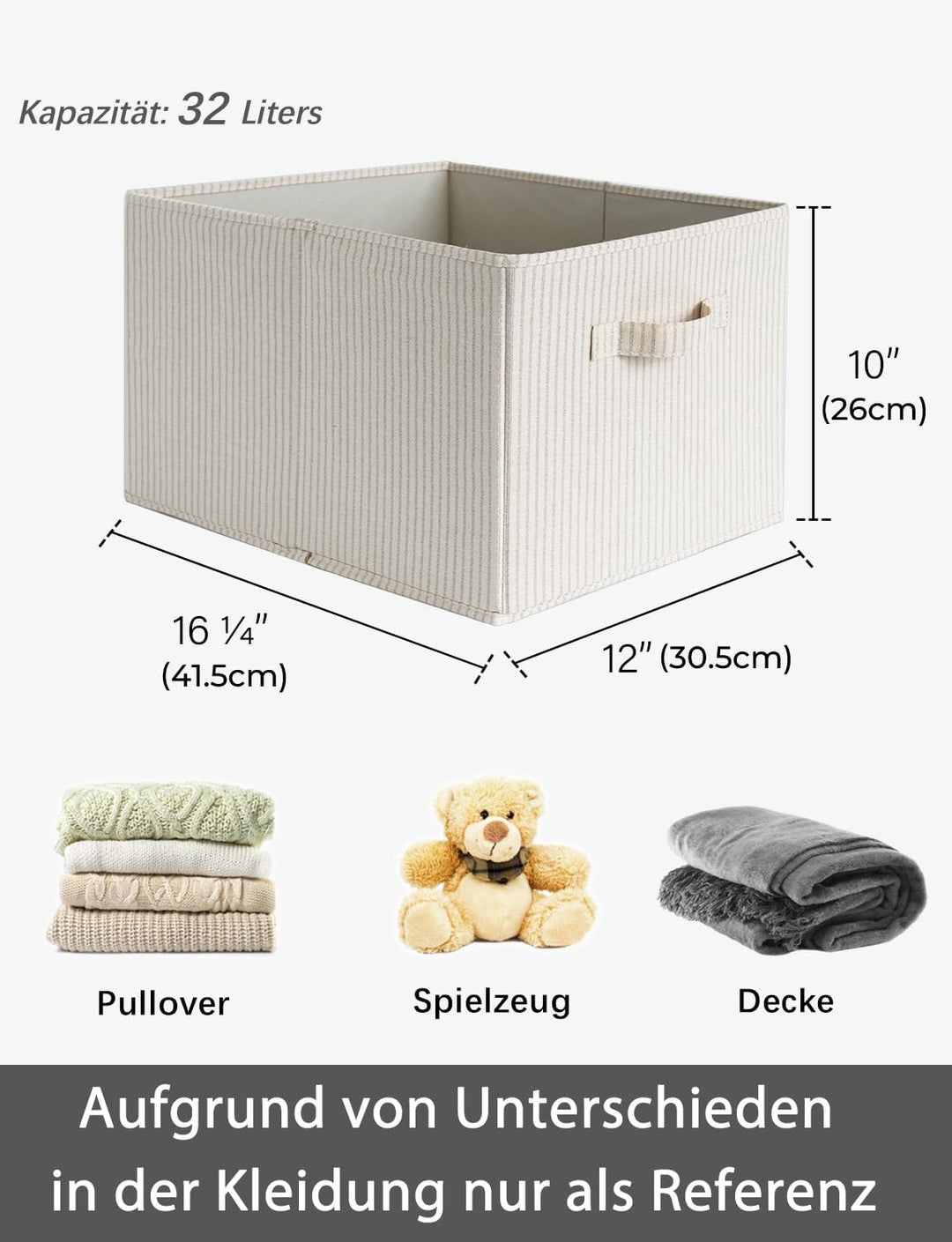 StorageWorks Kisten mit Griffen, Aufbewahrungsbox Stoff für Regale, Baskets for Organisation, gross