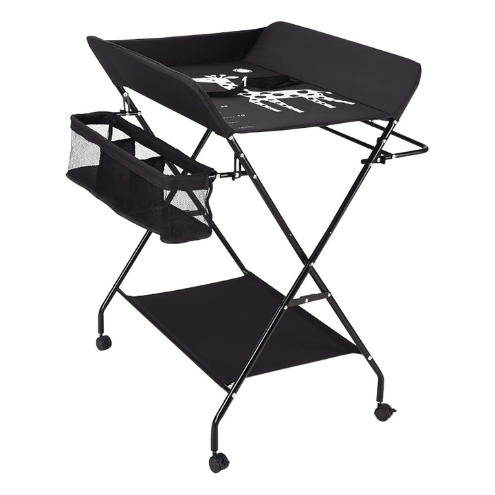 Wickeltisch Klappbar mit Sicherheitsgurt 80x63cm, 33 lbs Tragkraft & Stauraum - Mobile Wickelkommode