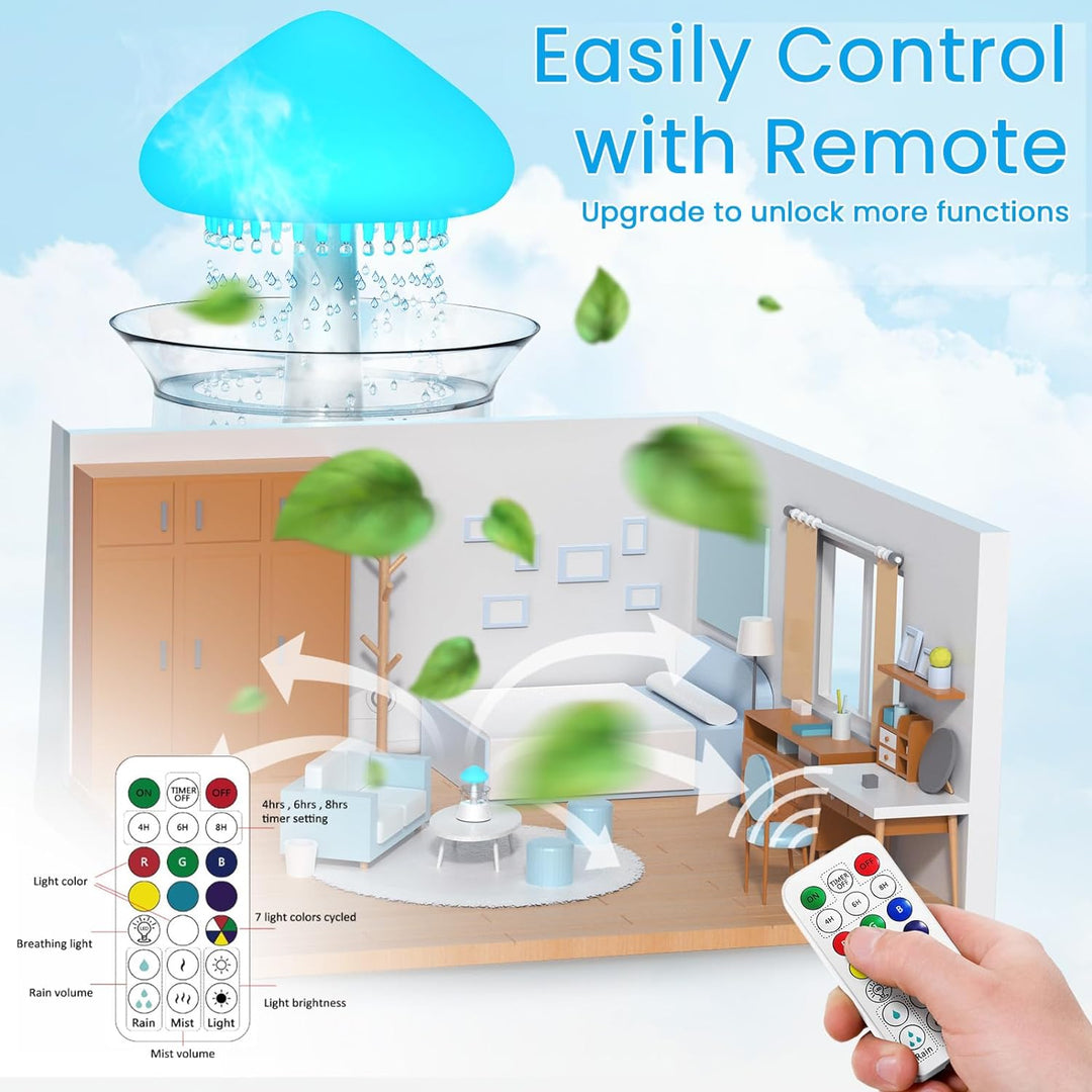 Diffuserlove Regen Wolken luftbefeuchter Rain Cloud Humidifier mit Fernbedienung Pilz Wasser Lampe R