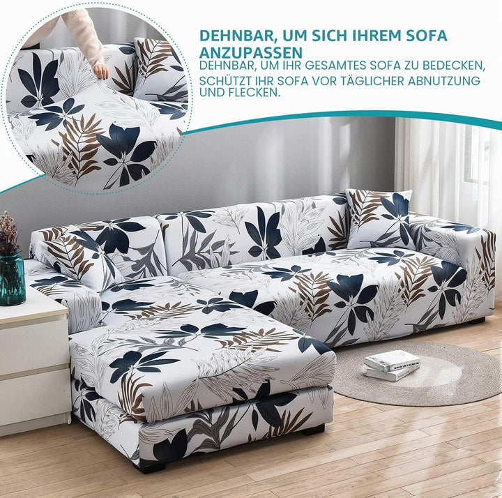 ShowyLive Sofa Überzug Couch Überzug 2er Set für Ecksofa L-Form Sofabezug 3 Sitzer+3 Sitzer, mit 4 S