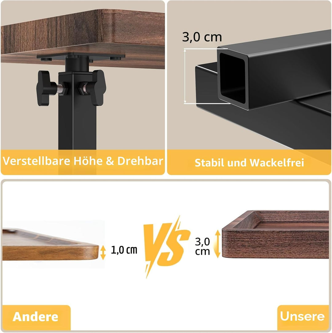 XNSDXV Beistelltisch mit Rollen, Beistelltisch Höhenverstellbar haben 360° Rotierend, C-Form Sofa Ti