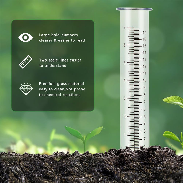 17,8 cm Kapazität Regenmesser Ersatzrohr Glas 2 Stück Ersatz Regenmesser Rohr für Garten Hof Aussenb