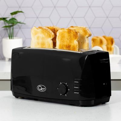 Quest 35069 Toaster mit 4 Schlitzen, extra breite Schlitze, Cool Touch, 1400 W, Schwarz