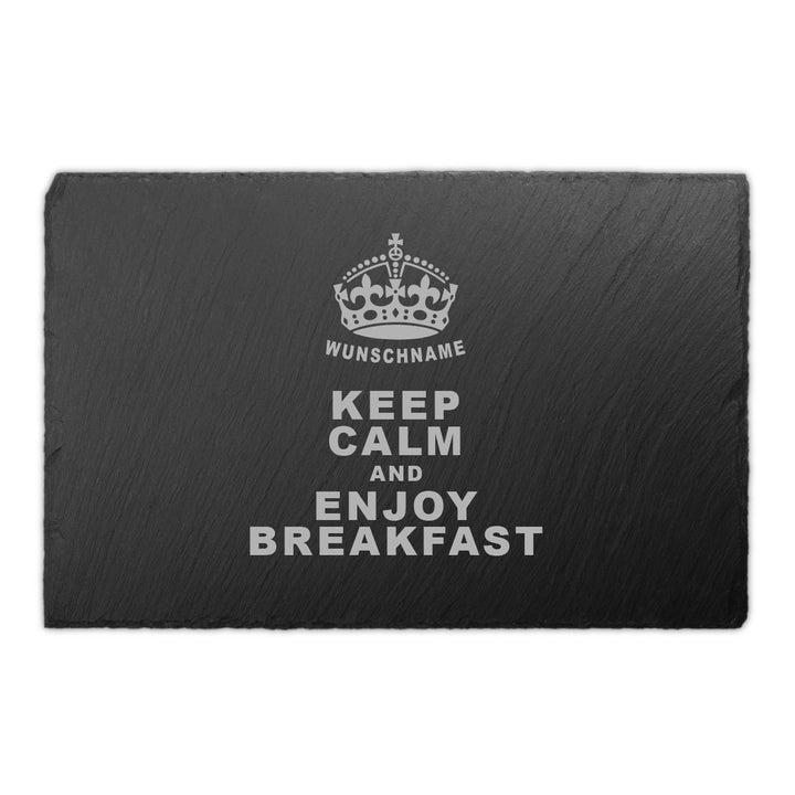 Schiefer Buffettplatte Frühstücksbrettchen Schneidebrett - Keep Calm, Keep Calm