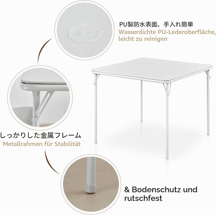 BOOSDEN Klapptisch, Weiss, Klappbar Tisch als Campingtisch, Gartentisch, Balkontisch, Esstisch, Falt