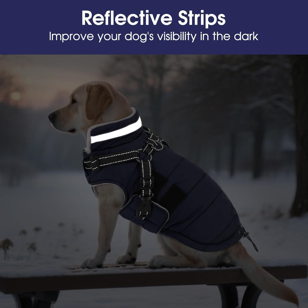 ASENKU Hundemantel für Kleine Hunde mit Geschirr, Warme Fleece Hundemantel Winter Wasserdicht Mit Br
