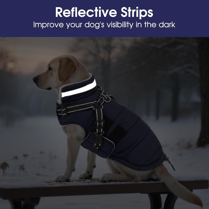 ASENKU Hundemantel für Kleine Hunde mit Geschirr, Warme Fleece Hundemantel Winter Wasserdicht Mit Br