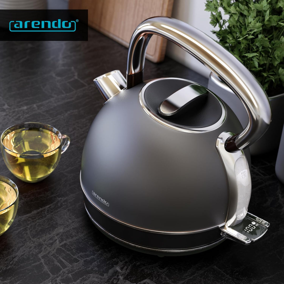 Arendo - Wasserkocher Edelstahl mit Temperatureinstellung - LED Anzeige mit Touch Panel - Wasserkess
