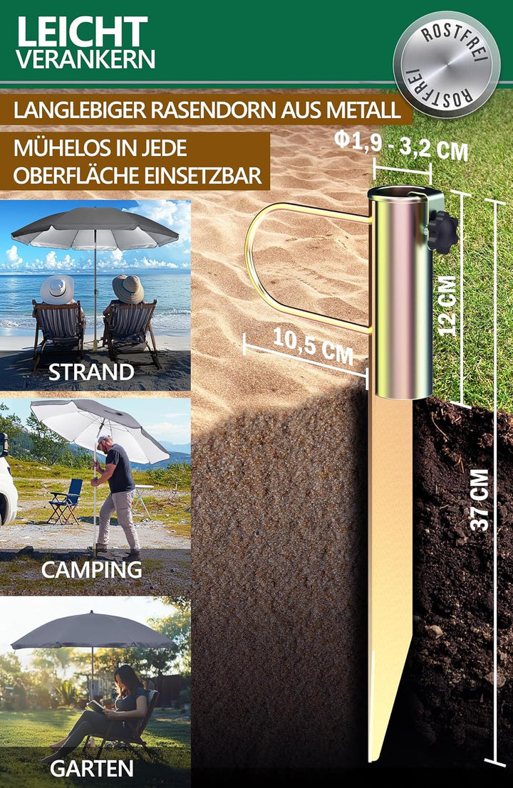 4smile Sonnenschirm Strand SunnyJoy Modern im 3er-Set, Anthrazit - Strandschirm windfest stabil 180