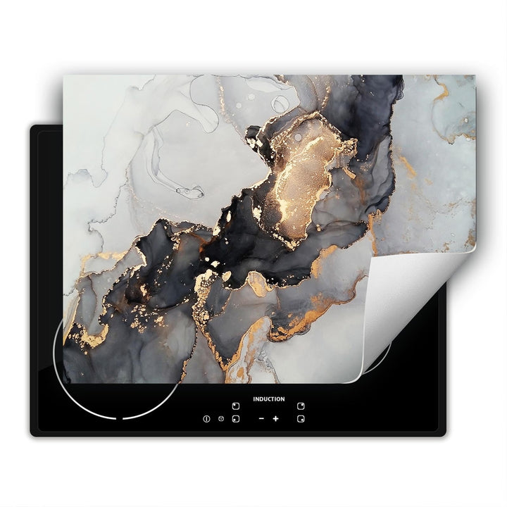 SMTDeco Herdabdeckplatte Ceranfeld abdeckung Aufrollbare Matte für Induktion Einteilig 80x52 cm Marm