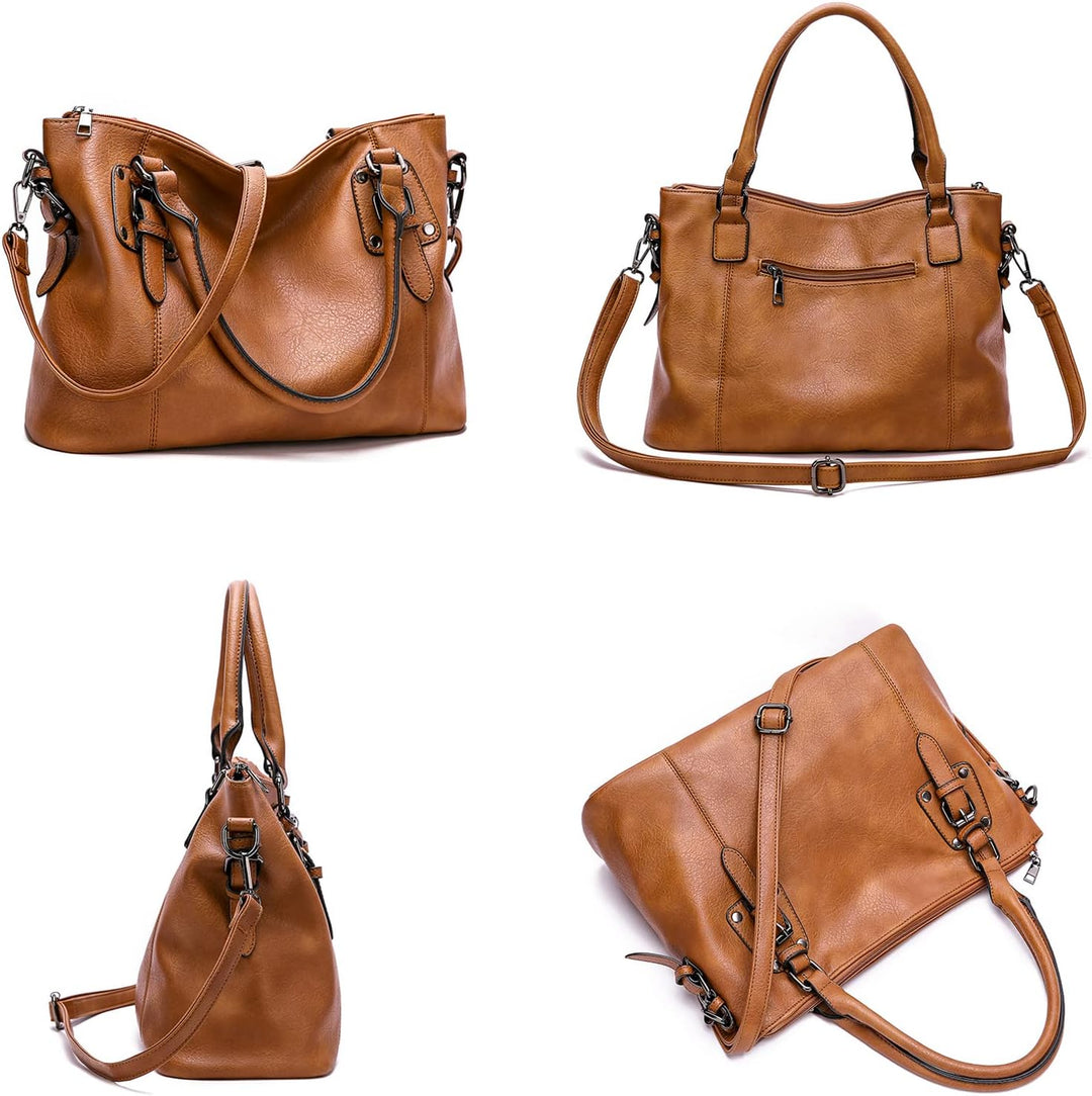 Coolives Damenhandtasche Set aus PU-Leder Damen Hobo Handtasche Tasche Vintage Schultertasche Hobo D