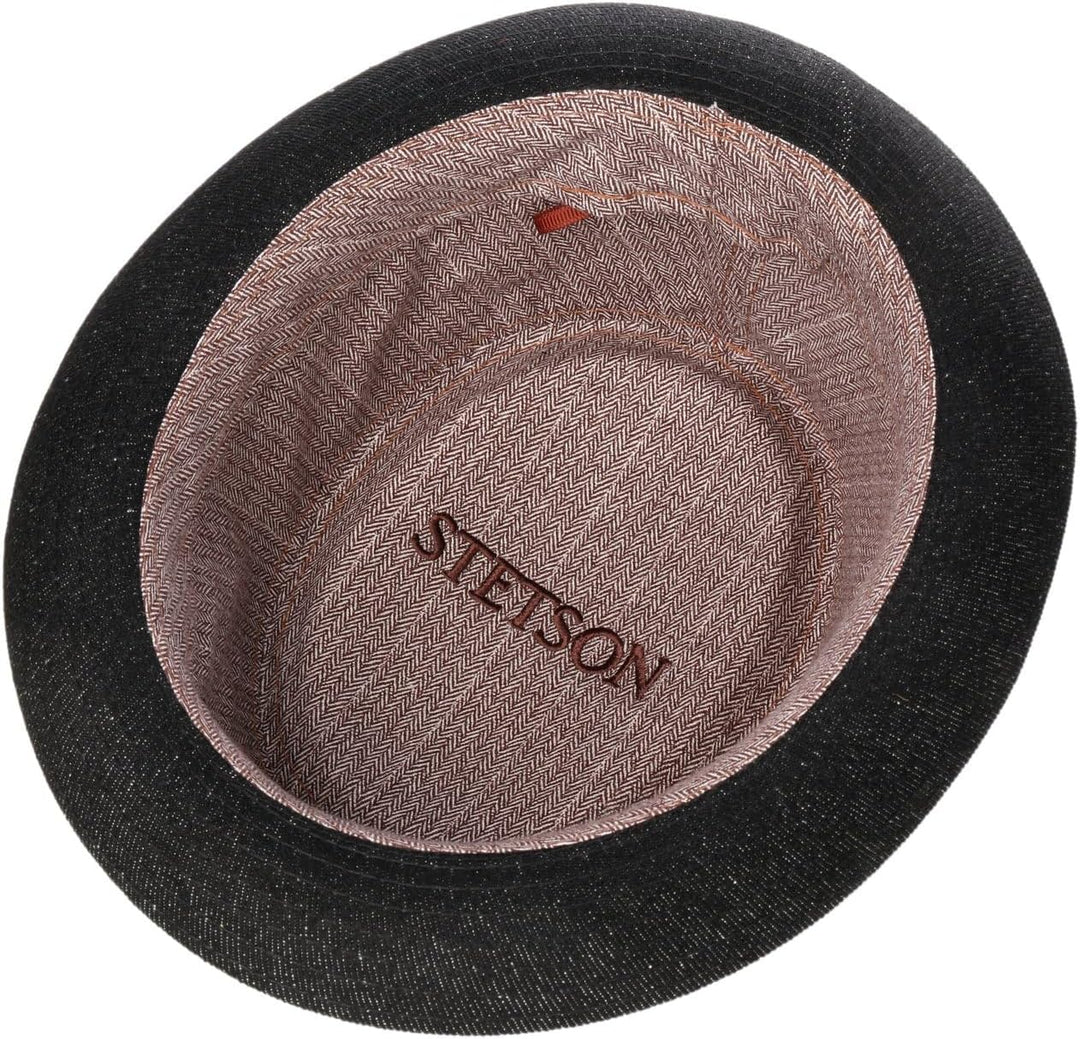 Stetson Classic Pork Pie Denim Hut Einfarbig Rund Flach Mehrfarbig Logo Made in Italy Ganzjahrig XXL