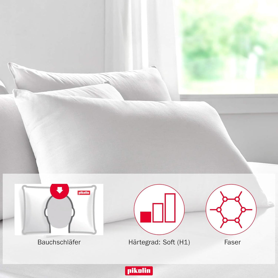 Pikolin Home-Faser-Kopfkissen mit hautschützender Aloe-Vera-Behandlung, geringe Festigkeit, atmungsa