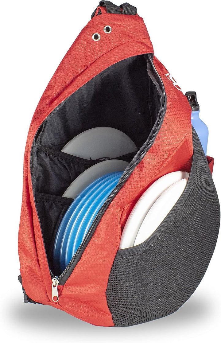 Disc Golf-Rucksack, Slinger-Tasche, 6–12 Scheiben, mehrere Farben Rot/Ausflug, Einfarbig (Getaway So