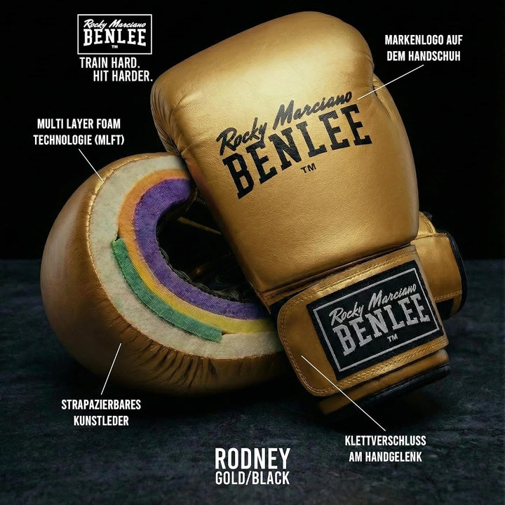 BenLee Kunstleder Boxhandschuh Rodney 10 oz Gold/Black, 10 oz Gold/Black
