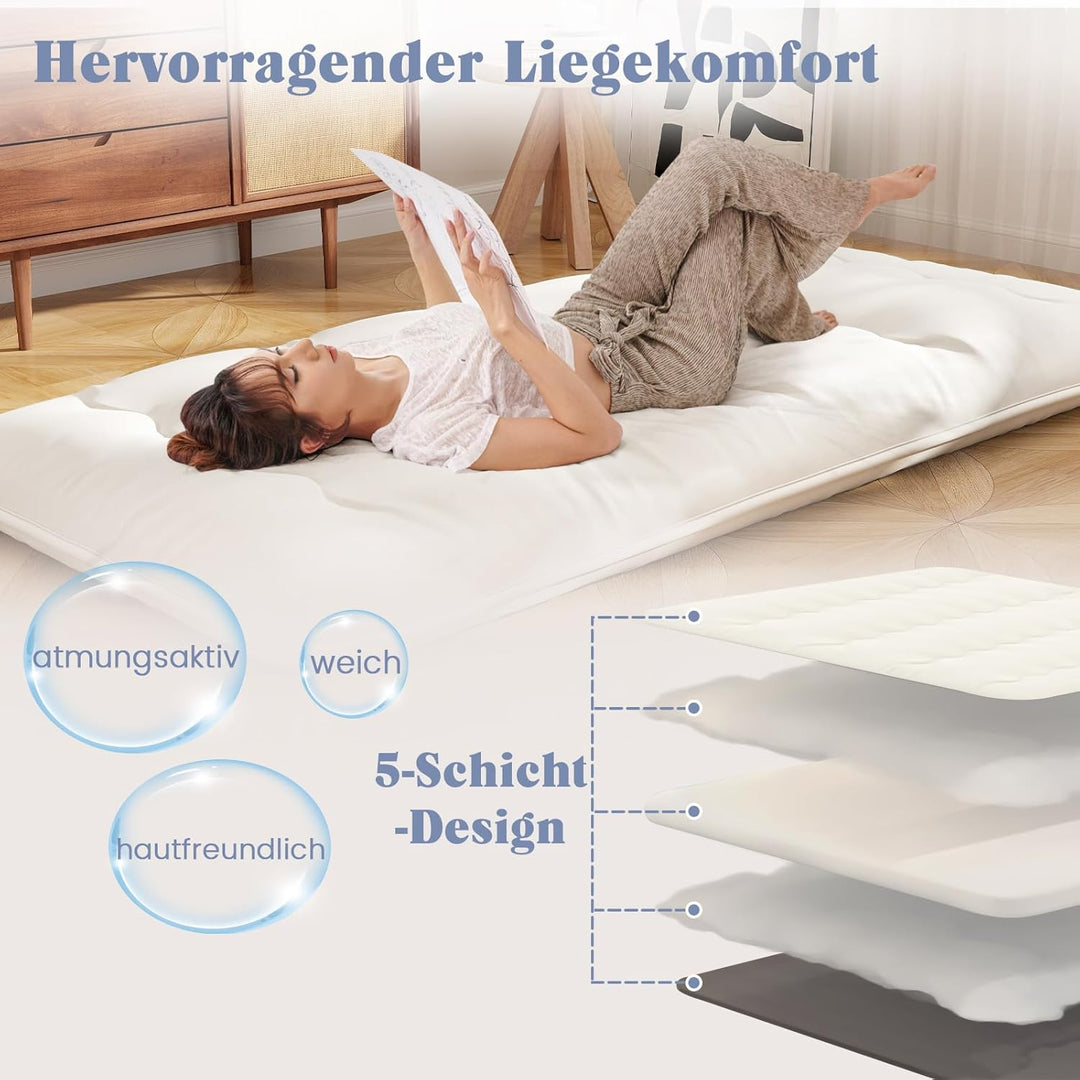 COSTWAY Japanische Futon Matratze, Tatami-Matte, Bodenmatratze, Klappmatratze mit waschbarem Bezug,