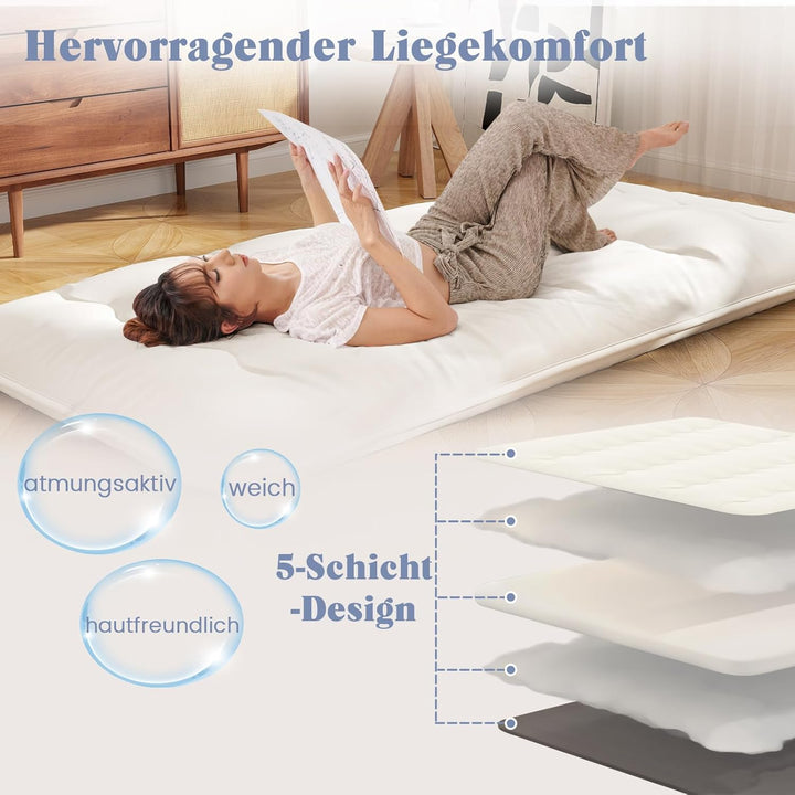 COSTWAY Japanische Futon Matratze, Tatami-Matte, Bodenmatratze, Klappmatratze mit waschbarem Bezug,