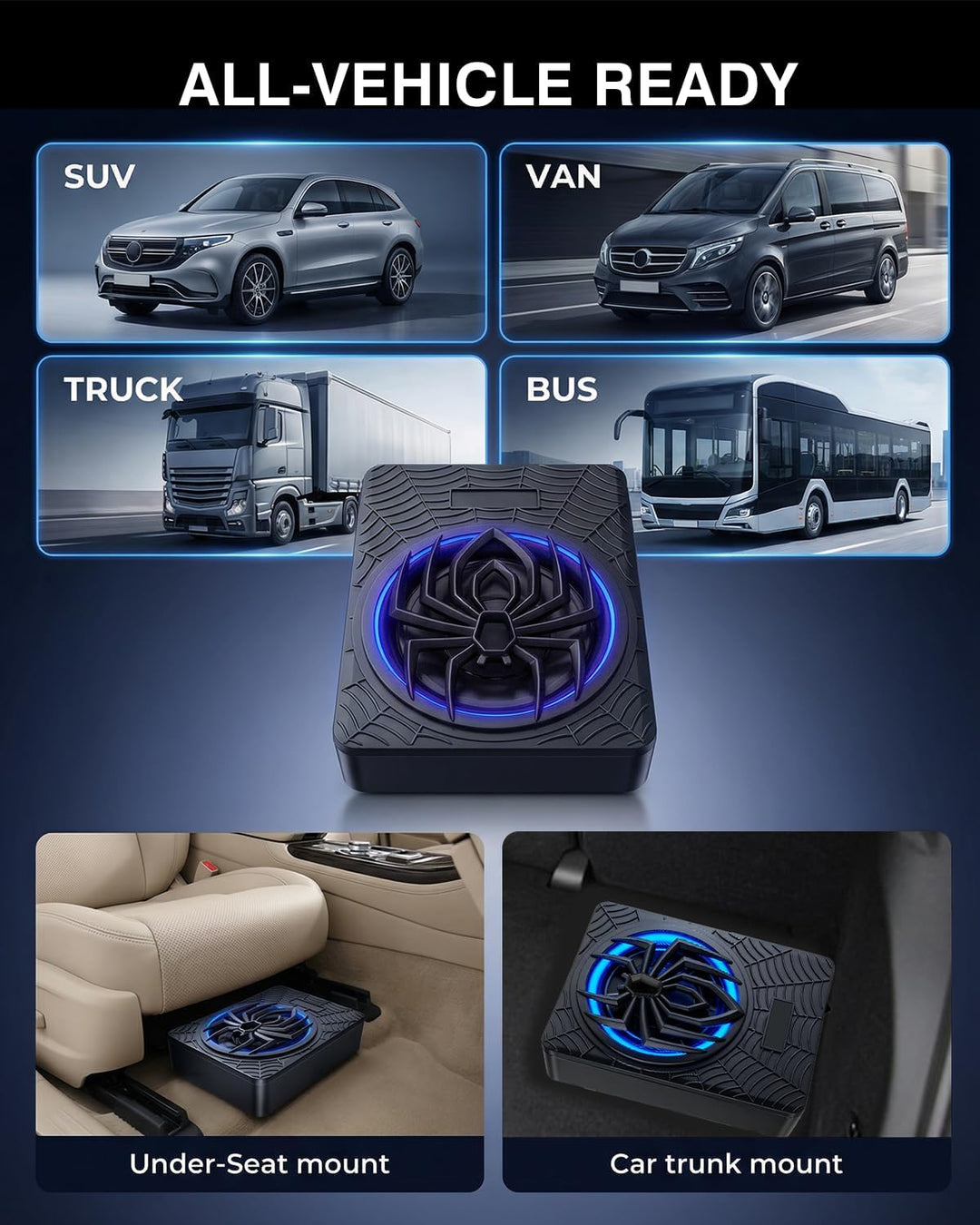 Aktiver Subwoofer für Auto, Unter den Sitzen Montierbar, Maximale Leistung 1200 W, 10 Zoll, Integrie