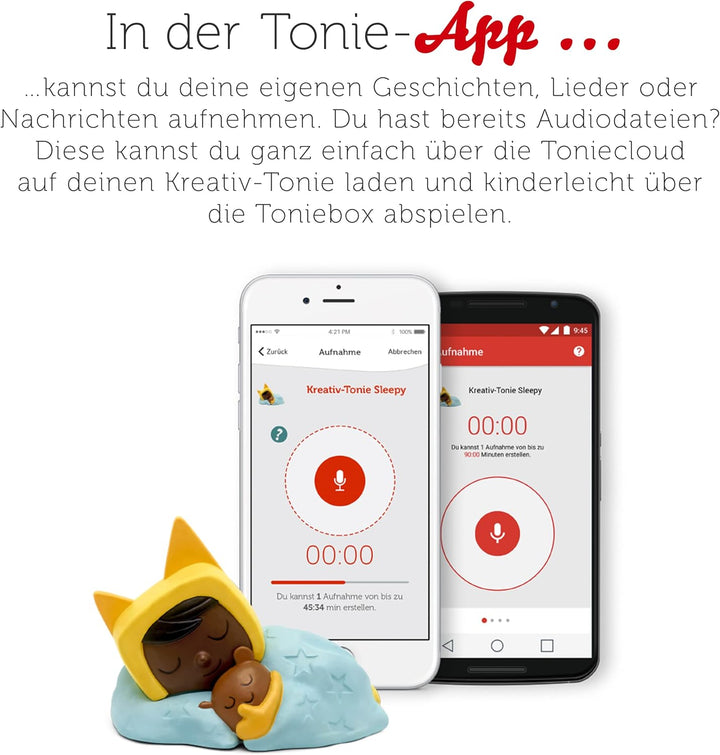 tonies Hörfigur für Toniebox, Kreativ Sleepy zum Selbstbespielen, bis zu 90 Minuten Speicher für eig