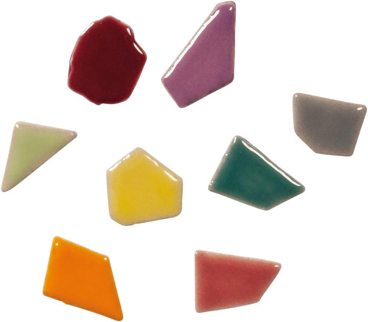 Rayher Fun Ceramica Mosaik Mix, polygonal, farbig glasierter Ton, Regenbogenfarbene Mischung zum Bas