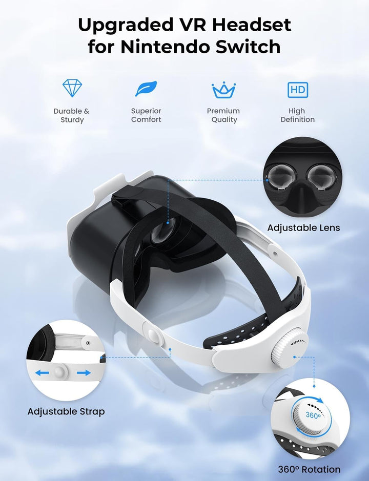 DEVASO VR Brille für Nintendo Switch/Switch OLED mit einstellbaren HD-Linsen, 3D VR (Virtual Reality