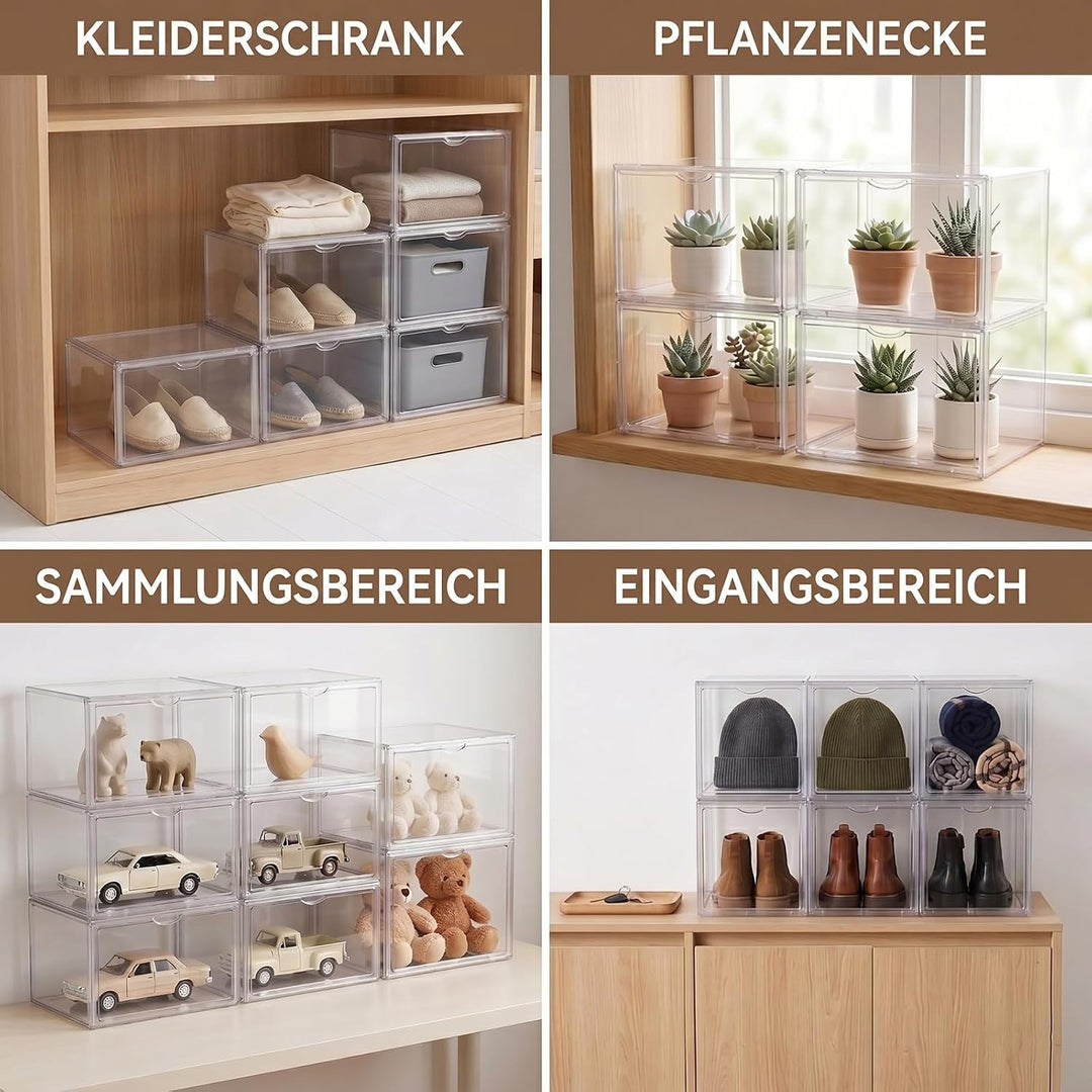 Acryl Schuhbox Stapelbar Transparent mit Magnetischer Tür, 40x25x30 cm Schuhaufbewahrungsbox, Multif