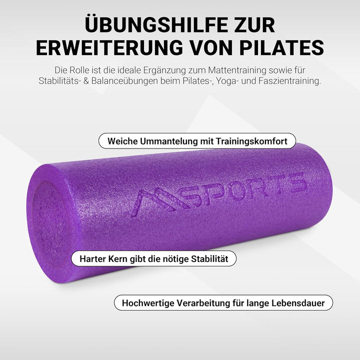 Yoga Rolle Premium | Pilates Rolle - 45 x 15 cm oder 90 x 15 cm - Faszienrolle (Violett, 45 x 15 cm)