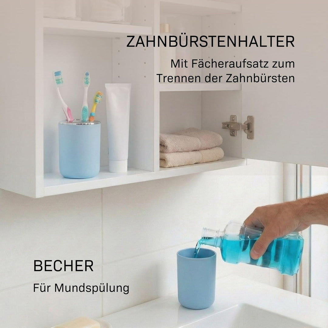 Badezimmer Set 6-teilig, Badaccessoires Komplettset Kunststoff, WC Garnitur mit Klobürste, Mülleimer