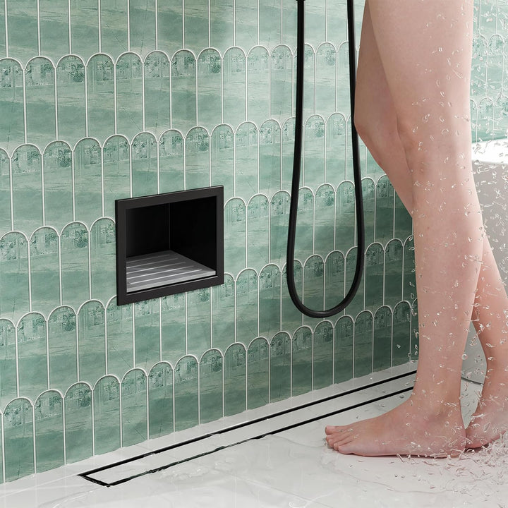 Wandnische Dusche Versenkte Duschfussstütze aus 304 Edelstahl Nische mit Rutschfest Silikonpads für