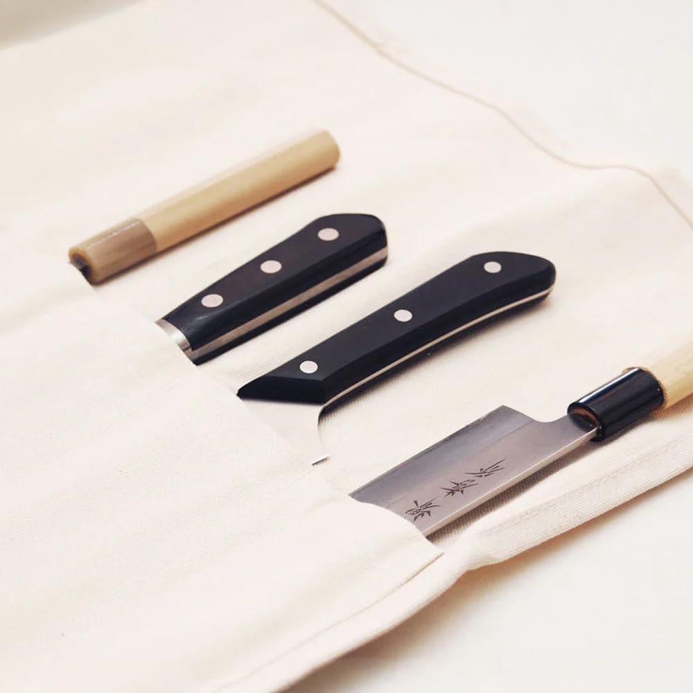 TOJIRO Leinen Messertasche für 5 Messer