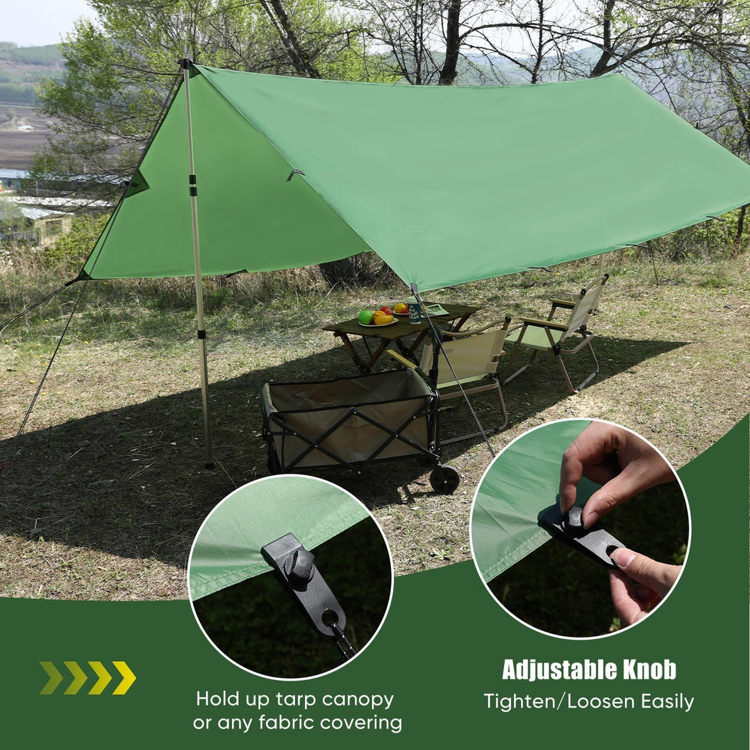 Tarp 3x3 Wasserdicht, Tarp Ultraleicht Zeltplane,Camping Zeltplane mit 19 Öse+Aluminiumstifte+Nylons