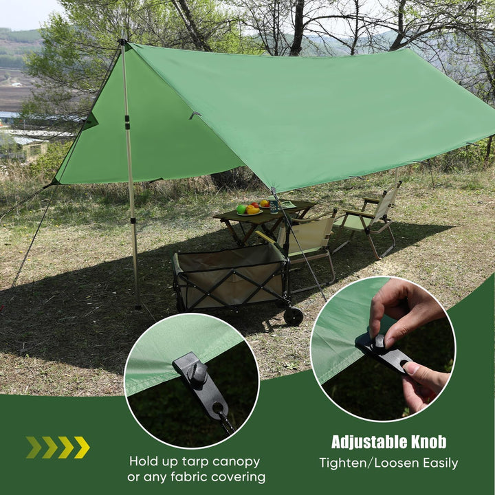 Tarp 3x3 Wasserdicht, Tarp Ultraleicht Zeltplane,Camping Zeltplane mit 19 Öse+Aluminiumstifte+Nylons