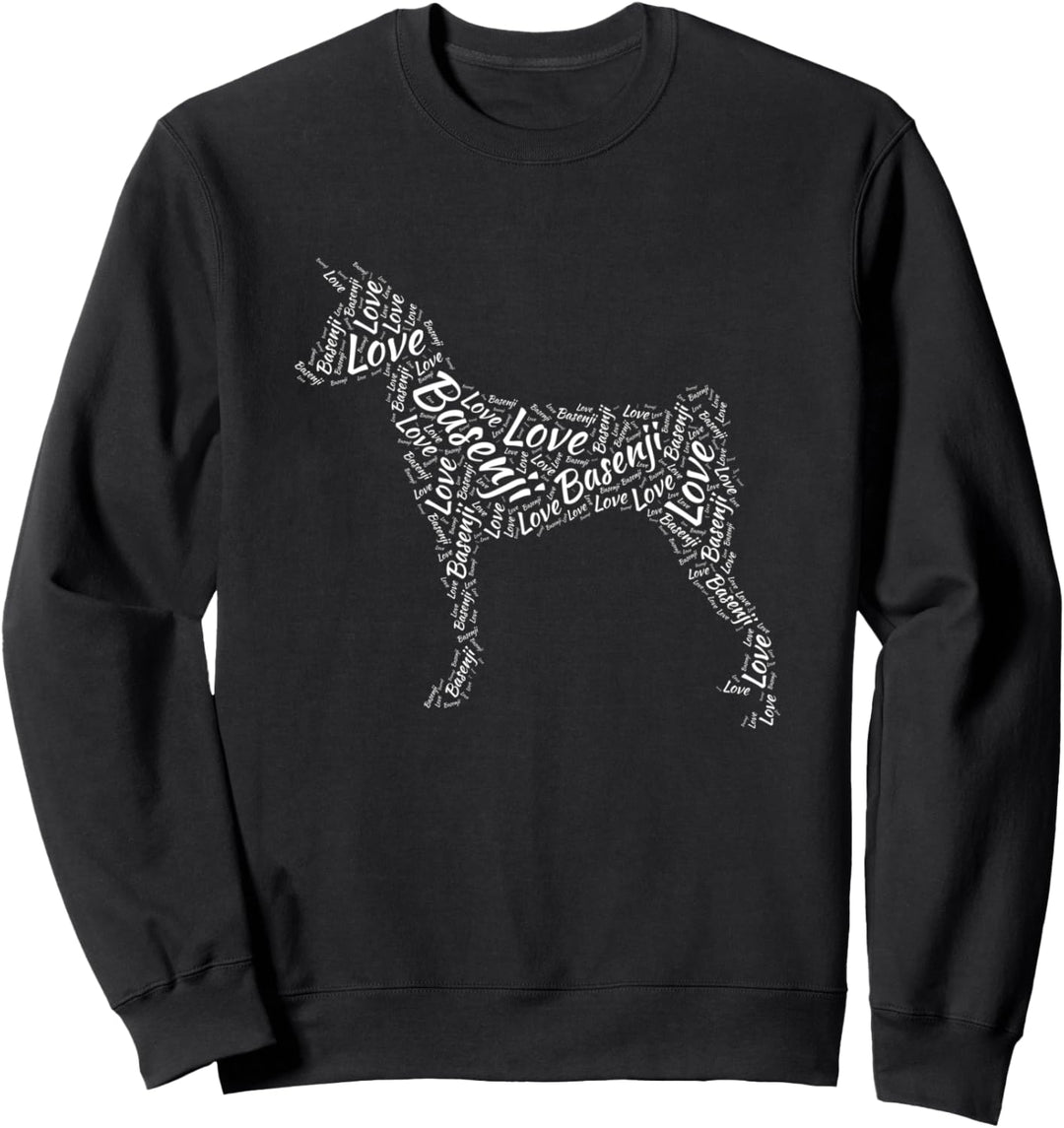 Basenjis Hund Liebe Wort Cloud Art Silhouette Geschenkidee Sweatshirt