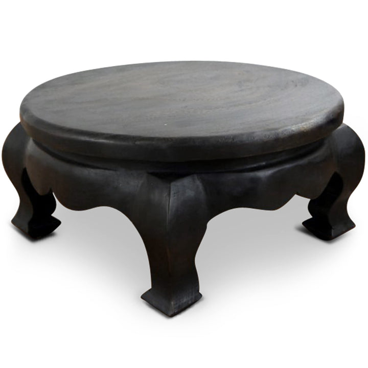 livasia Opiumtisch aus Massivholz – Ø50cm, 24cm hoch – Handgeschnitzter Beistelltisch Holz aus Thail