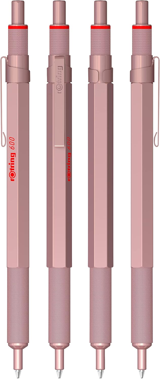 rOtring 600 Kugelschreiber | mittlere Spitze | Schwarze Tinte | Roségold Schaft | nachfüllbar, 1 Stü